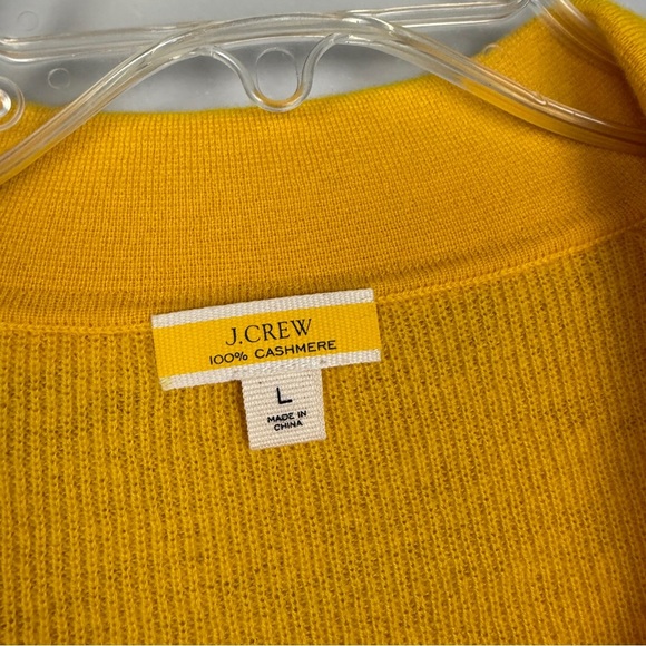J Crew Cashmere Featherweight Gold Yellow Collared Polo Sweater - Picture 6 of 8